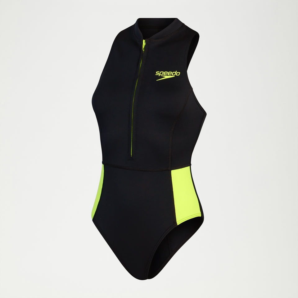 Speedo Sleeveless Thermal Swimsuit Black/Yellow