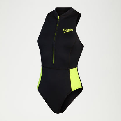 Speedo Sleeveless Thermal Swimsuit Black/Yellow