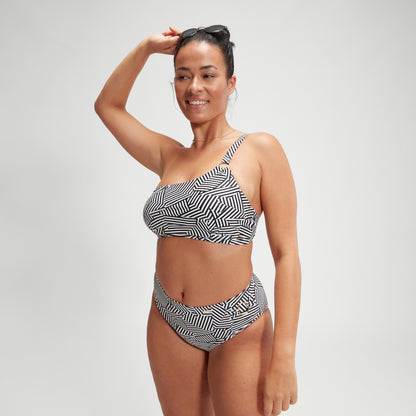 Speedo Shaping Printed Asymmetric Top Black/White