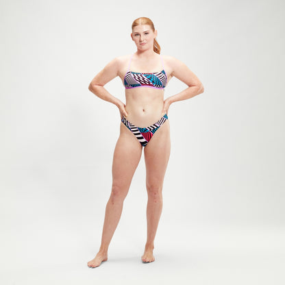 Speedo Allover Digital Crossback Bikini Top Black/White/Red