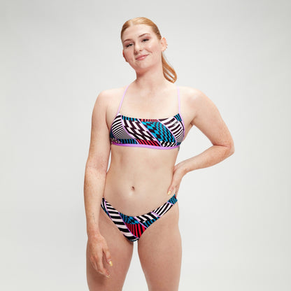 Speedo Allover Digital Crossback Bikini Top Black/White/Red