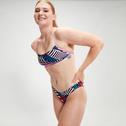 Speedo Allover Digital Crossback Bikini Top Black/White/Red