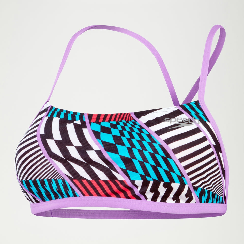 Speedo Allover Digital Crossback Bikini Top Black/White/Red