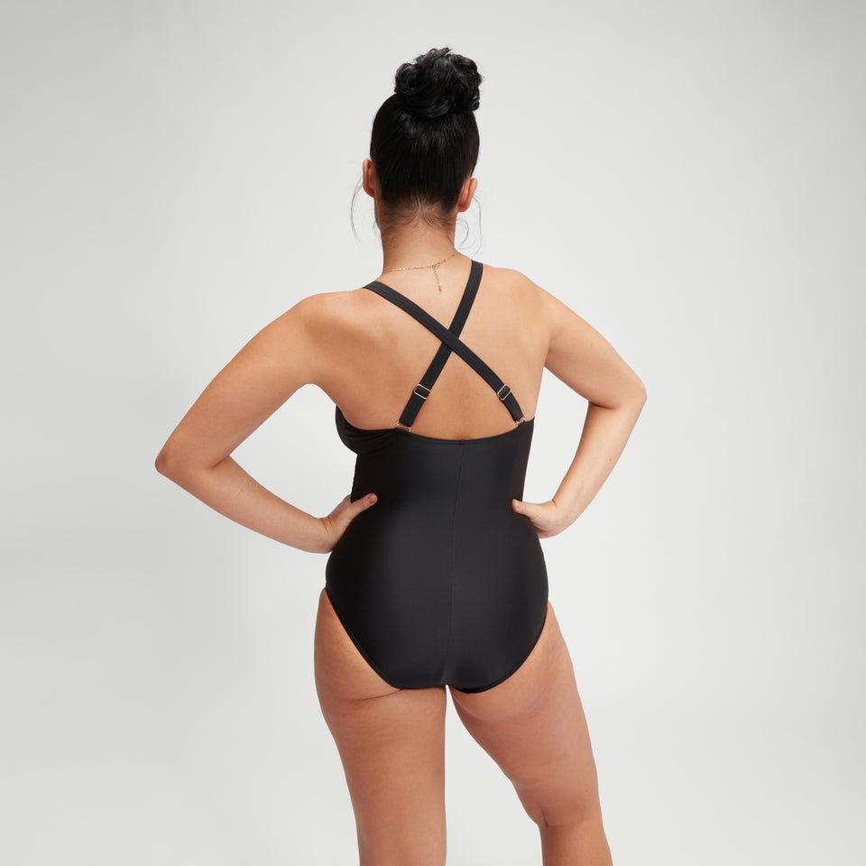 Speedo Shaping V Neck Swimsuit Black