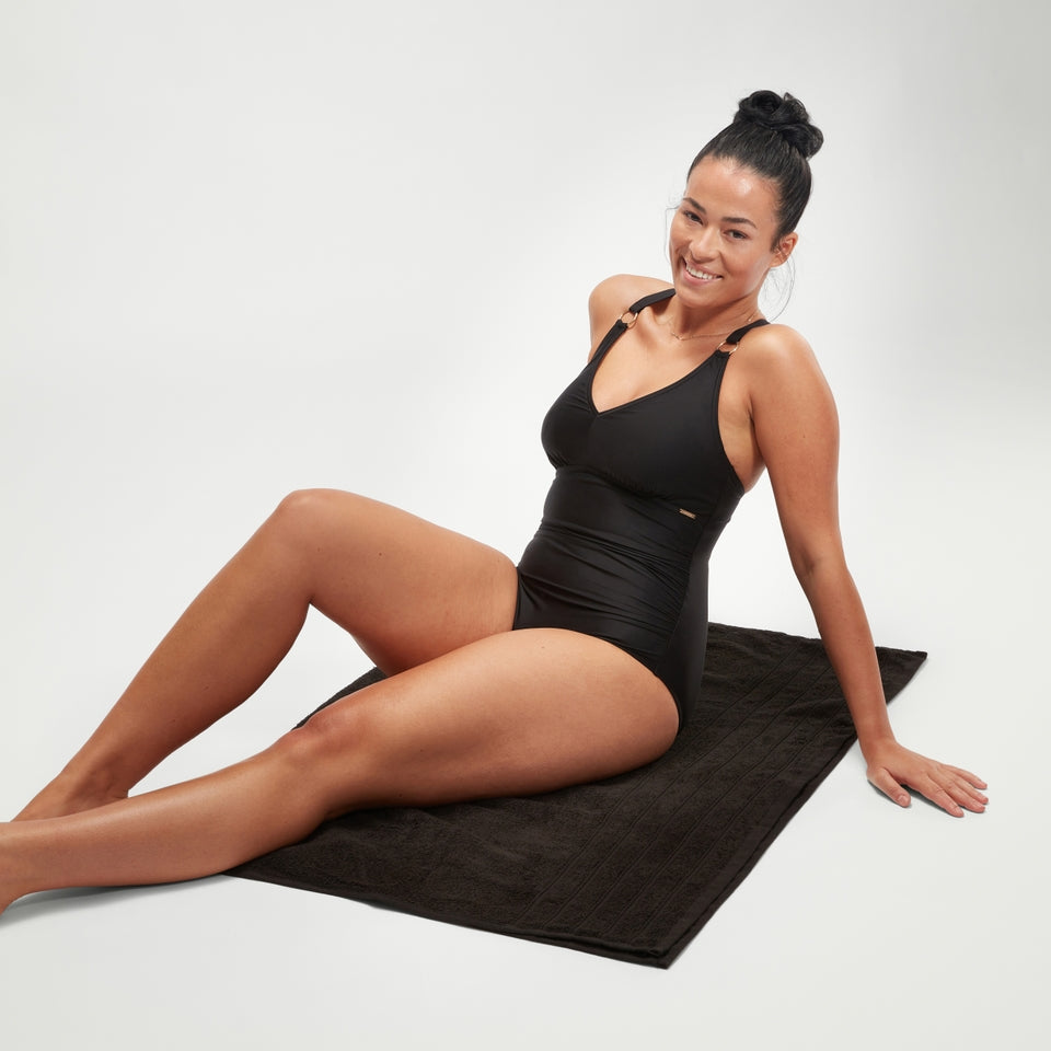 Speedo Shaping V Neck Swimsuit Black