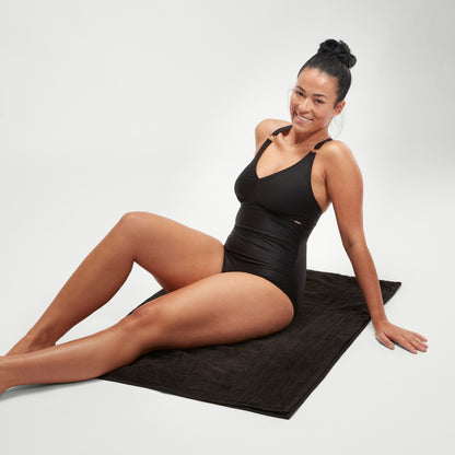 Speedo Shaping V Neck Swimsuit Black