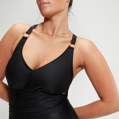 Speedo Shaping V Neck Swimsuit Black