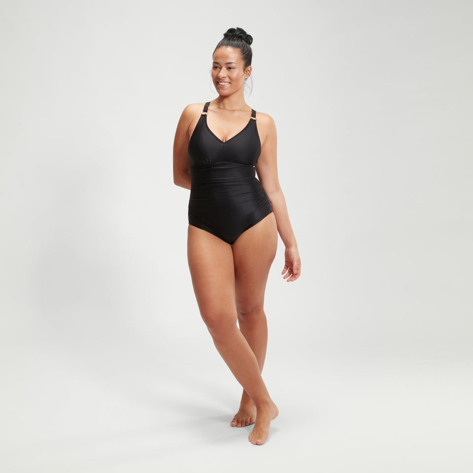 Speedo Shaping V Neck Swimsuit Black