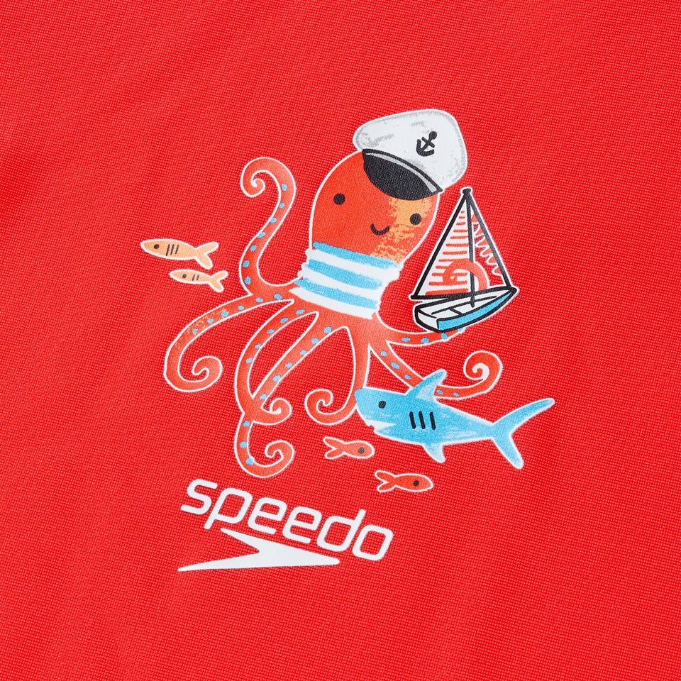 Speedo Boys Digital Short Sleeve Rash Top Set Red/Blue