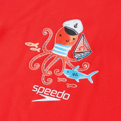 Speedo Boys Digital Short Sleeve Rash Top Set Red/Blue