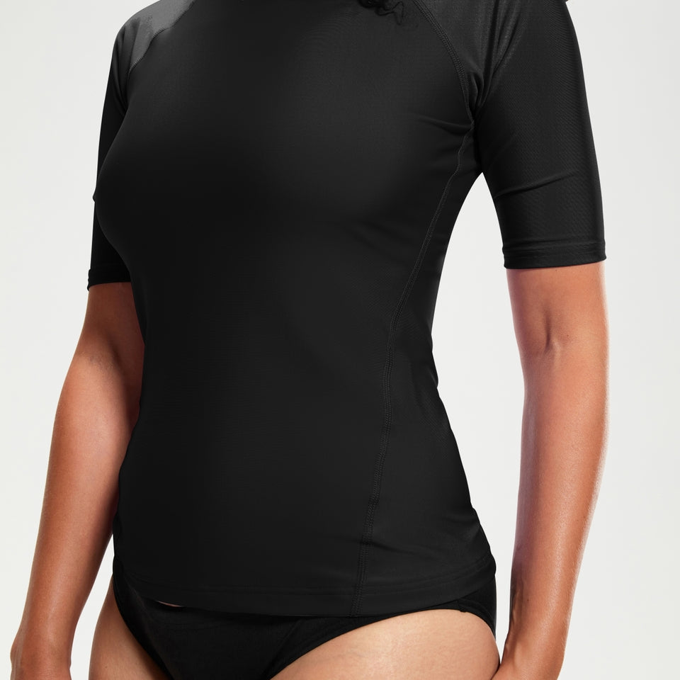 Speedo Short Sleeve Rash Top Black