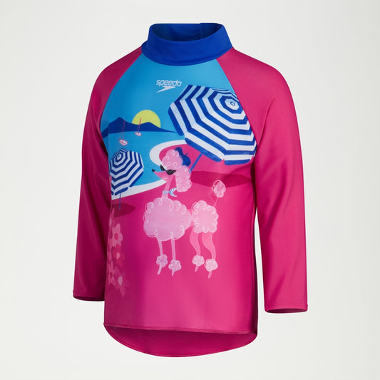 Speedo Girls Digital Long Sleeve Rash Top Pink/Blue