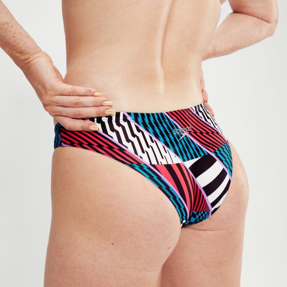 Speedo Club Training Allover Digital Hipster Bikini Bottom Black/White/Red