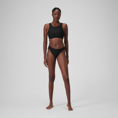 Speedo Solid Highneck Crop Top Dark Grey