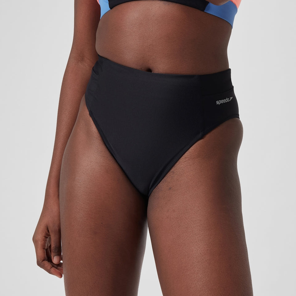 Speedo Solid High Waisted Bikini Bottom Dark Grey