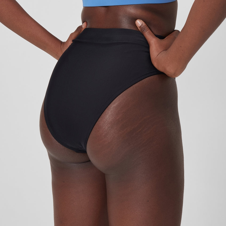 Speedo Solid High Waisted Bikini Bottom Dark Grey