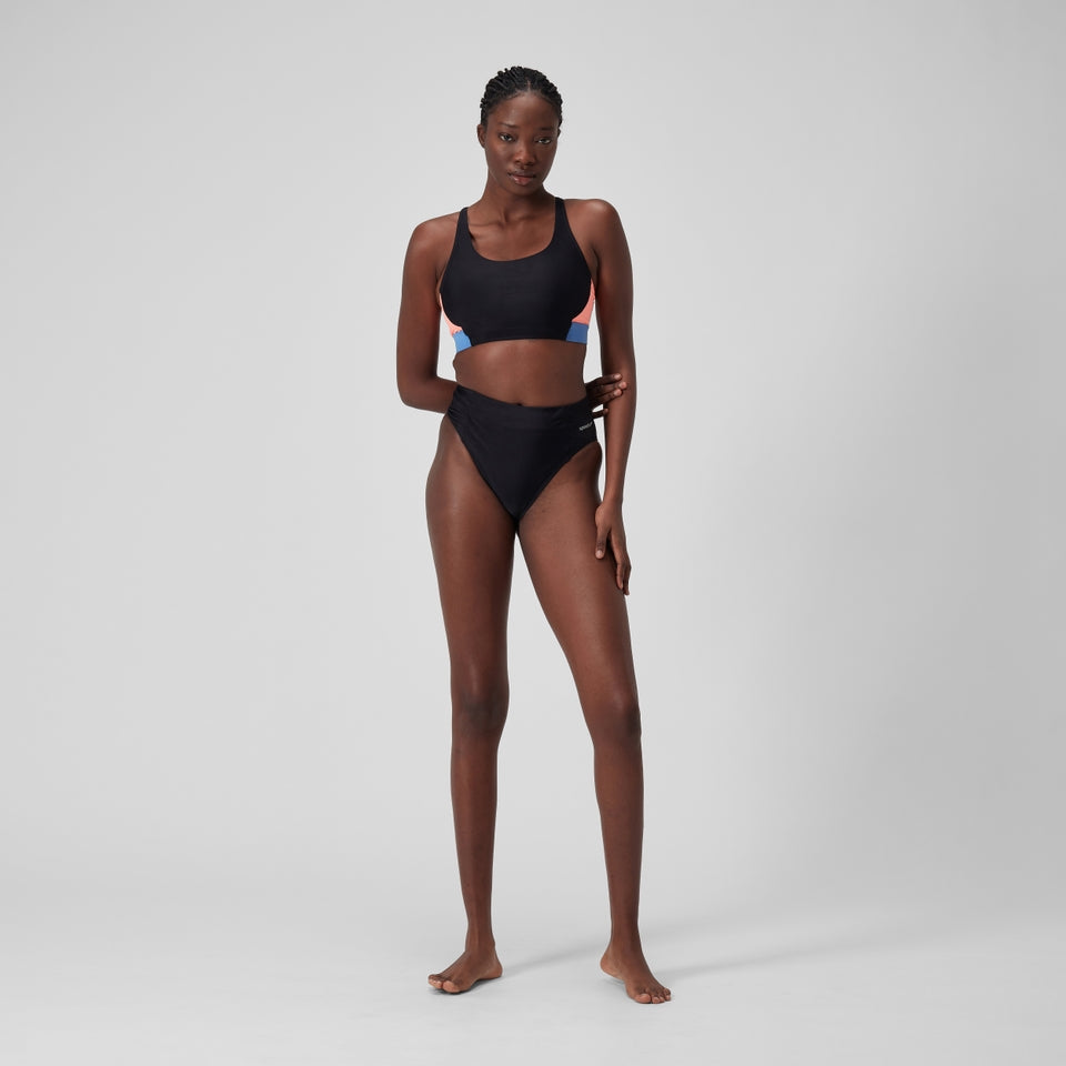 Speedo Solid High Waisted Bikini Bottom Dark Grey