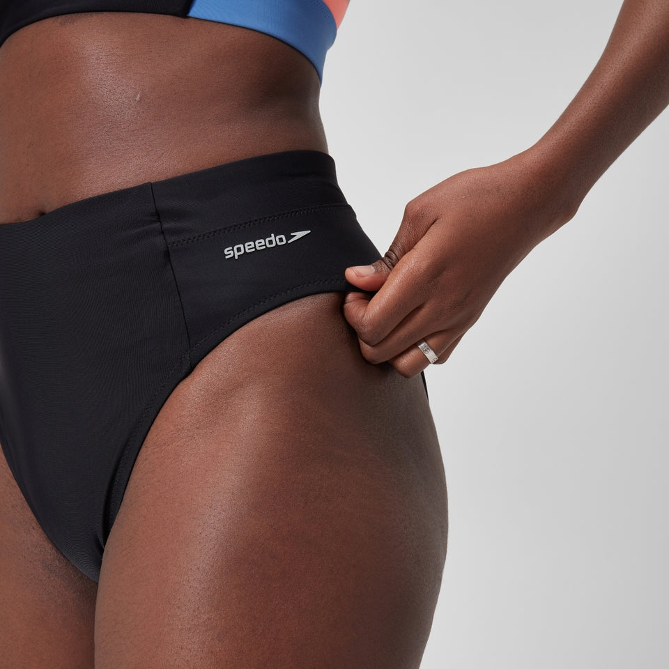Speedo Solid High Waisted Bikini Bottom Dark Grey