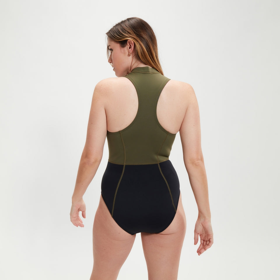 Speedo Sleeveless Thermal Swimsuit Black/Green