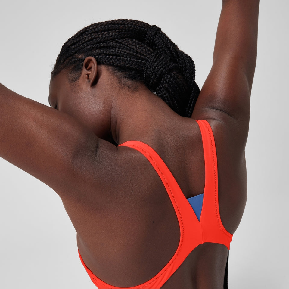 Speedo Colourblock Zip Swimsuit Black/Red