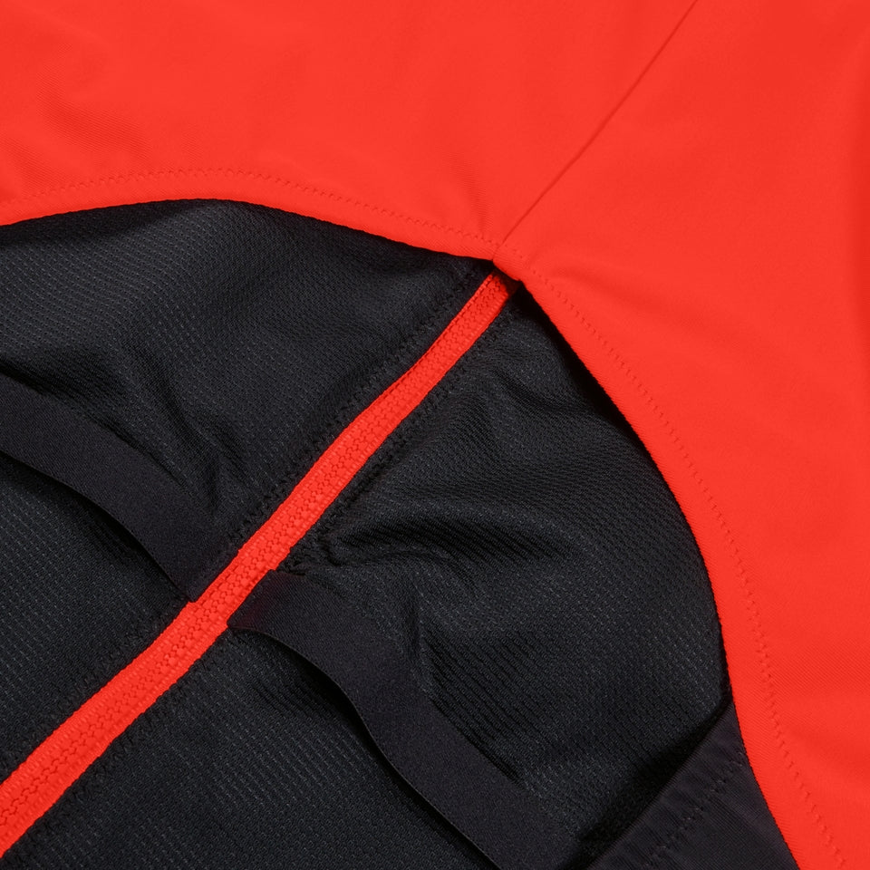 Speedo Colourblock Long Sleeve Zip Swimsuit Black/Red