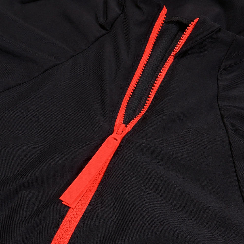 Speedo Colourblock Long Sleeve Zip Swimsuit Black/Red
