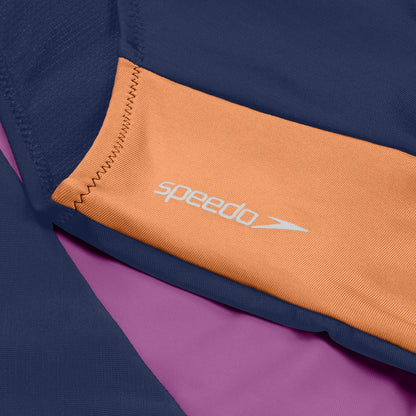Speedo Colourblock Long Sleeve Zip Swimsuit Blue