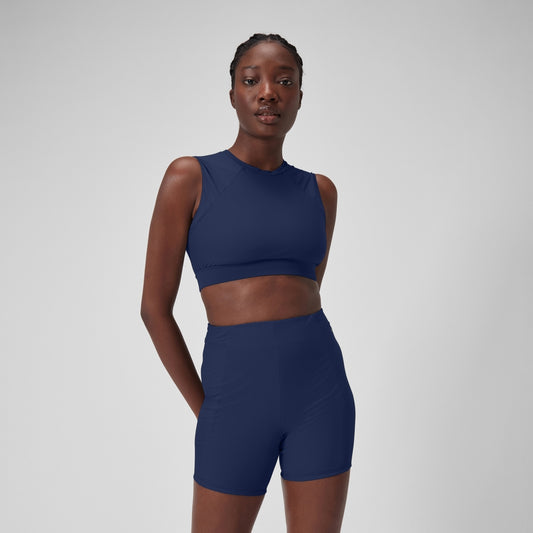Speedo Solid Bikini Top with Mesh Blue