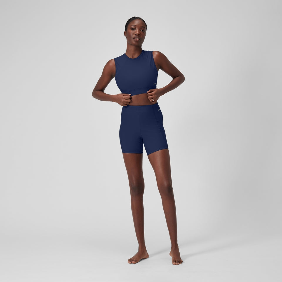Speedo Solid Bikini Top with Mesh Blue