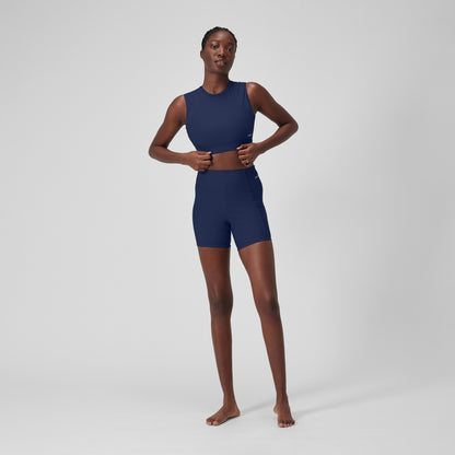 Speedo Solid Bikini Top with Mesh Blue