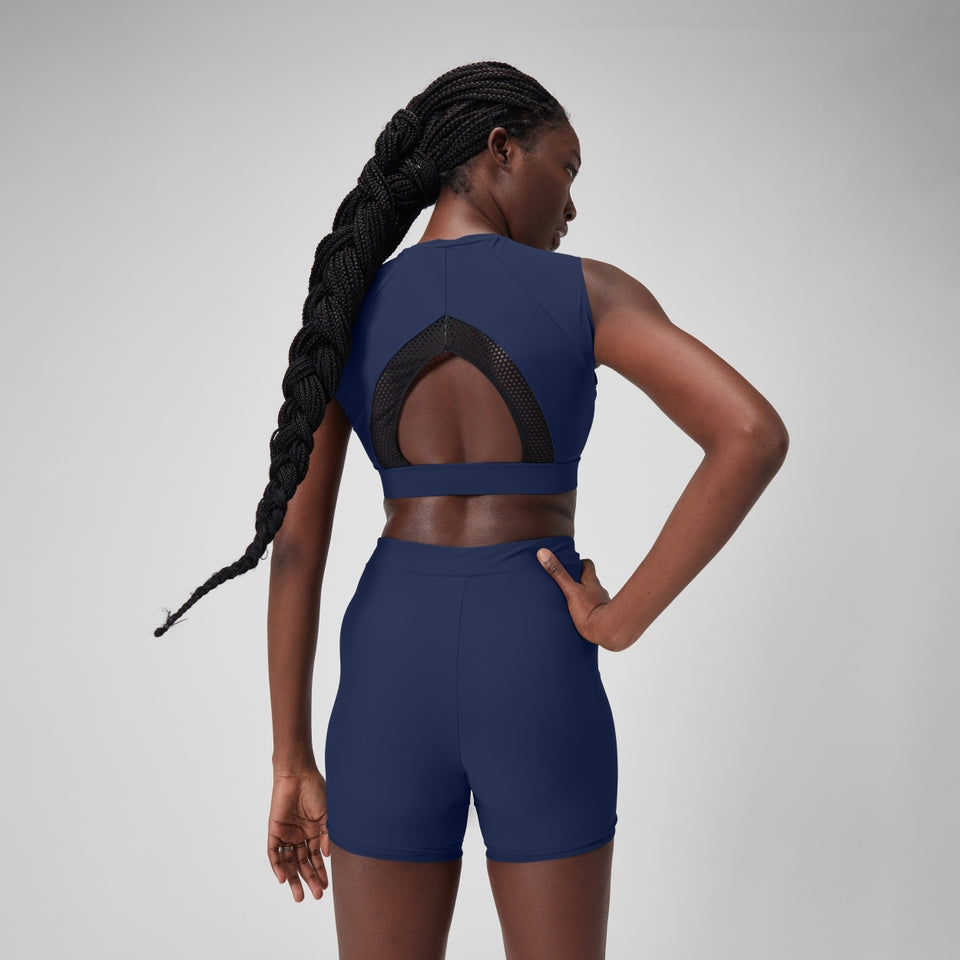Speedo Solid Bikini Top with Mesh Blue