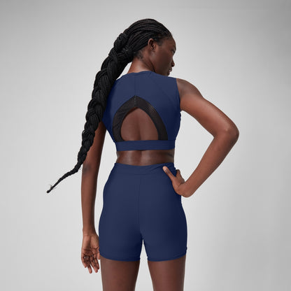 Speedo Solid Bikini Top with Mesh Blue