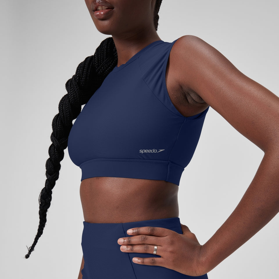 Speedo Solid Bikini Top with Mesh Blue
