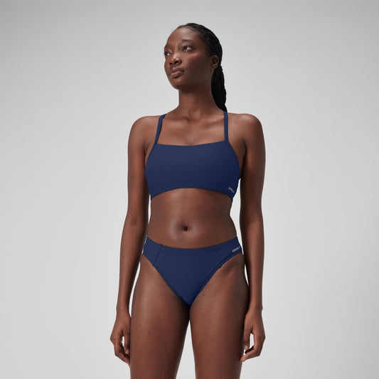 Speedo Solid Racerback Bikini Top Blue