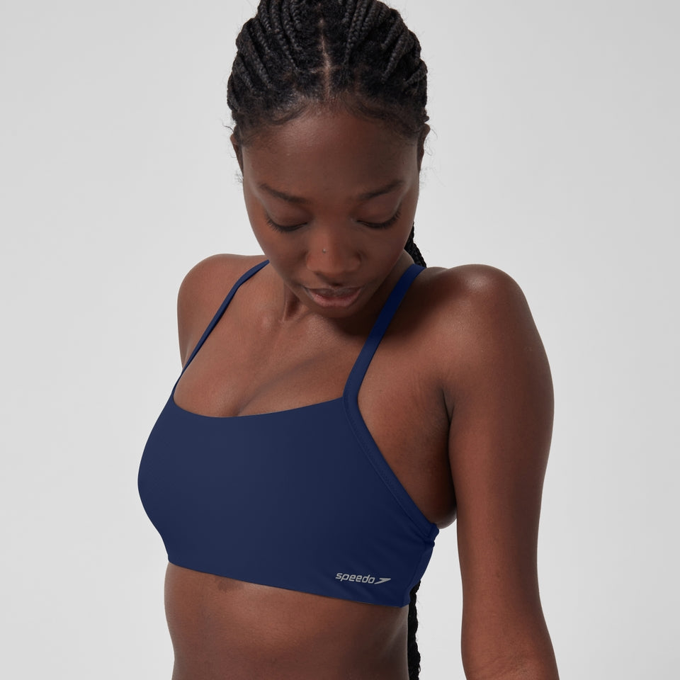 Speedo Solid Racerback Bikini Top Blue