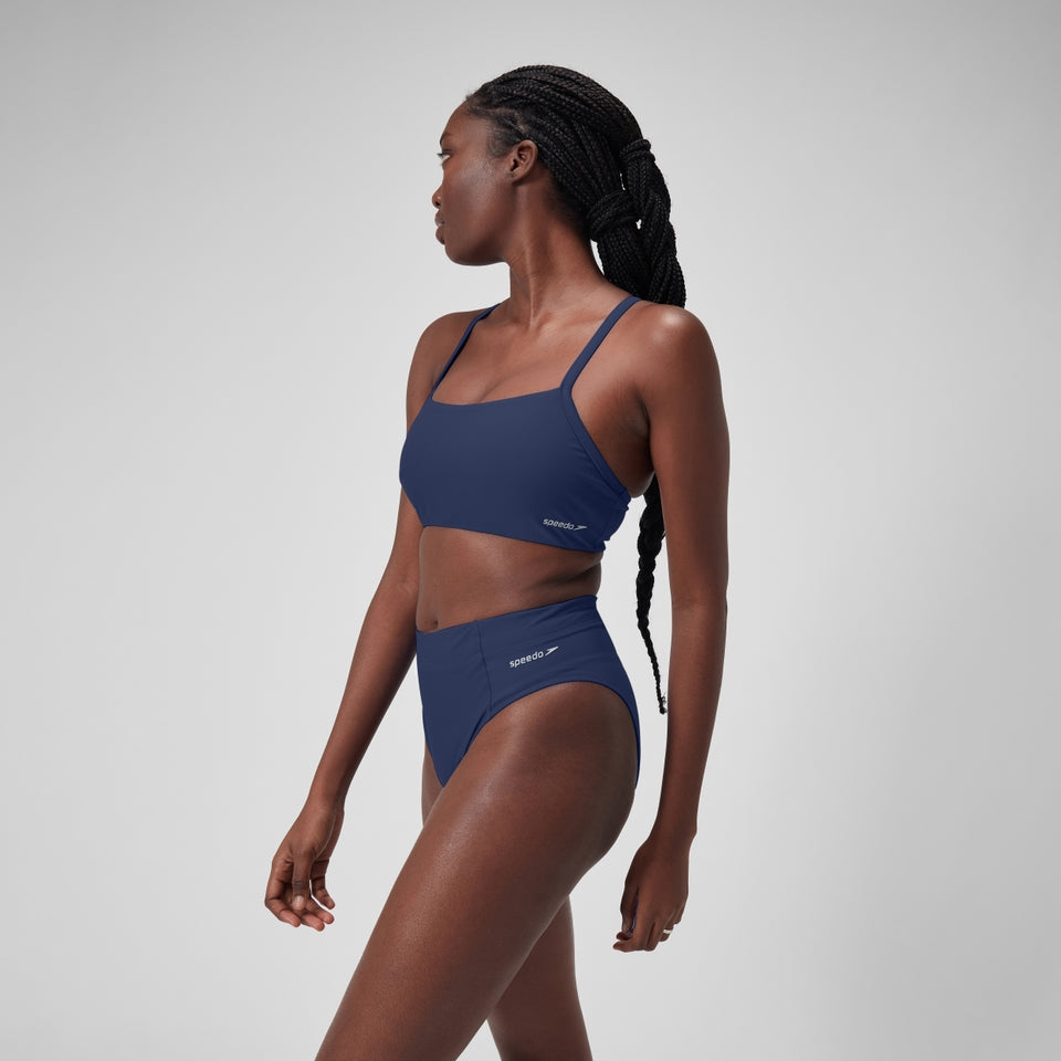 Speedo Solid Hi Waist Bottom Blue
