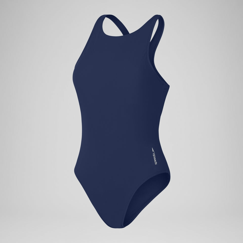 Speedo Solid Scoop with Mesh Swimsuit Blue