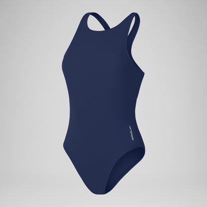Speedo Solid Scoop with Mesh Swimsuit Blue