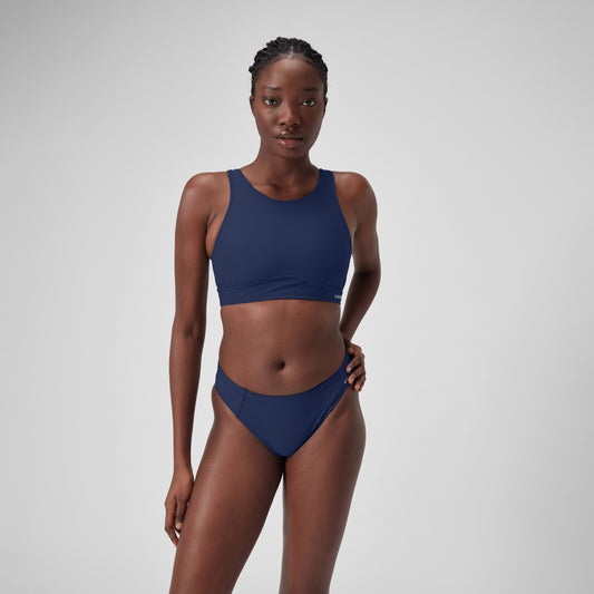 Speedo Solid Bikini Top with Mesh Blue