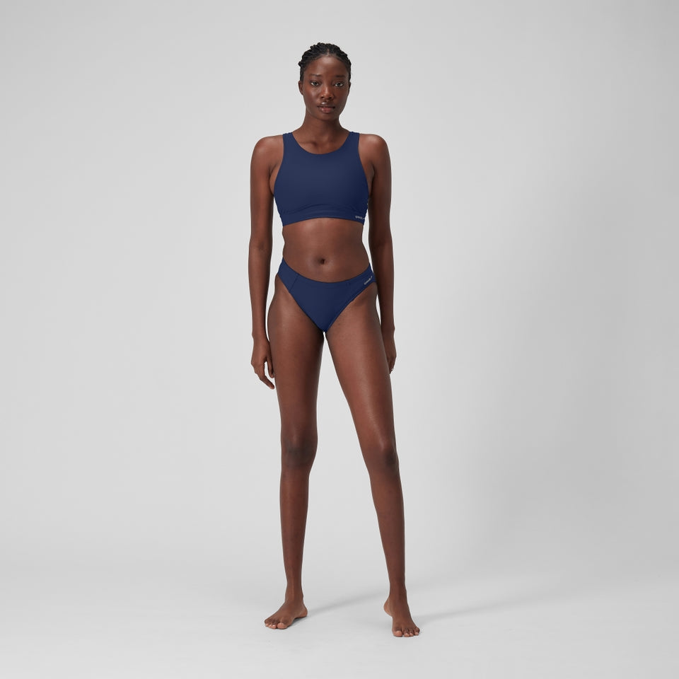 Speedo Solid Bikini Top with Mesh Blue