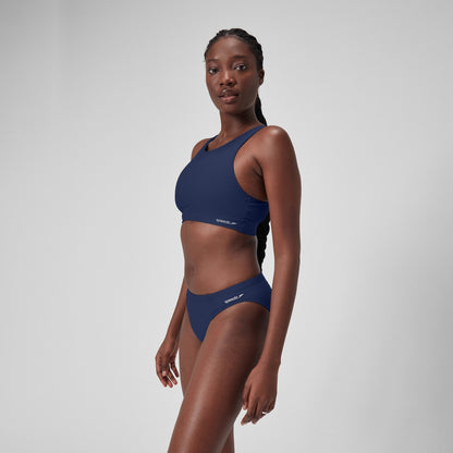 Speedo Solid Bikini Top with Mesh Blue