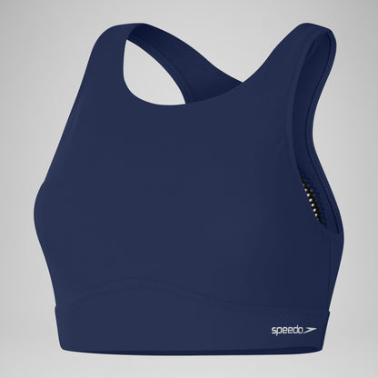 Speedo Solid Bikini Top with Mesh Blue