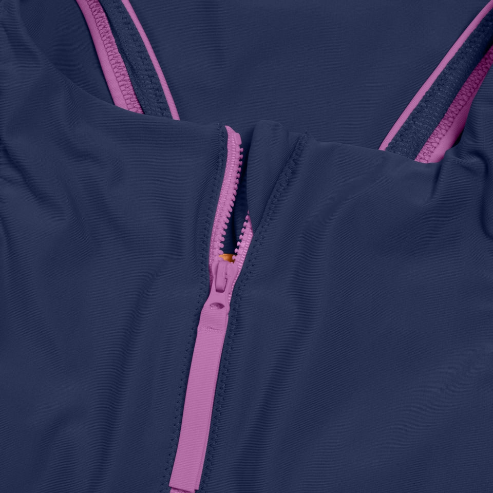 Speedo Colourblock Zip Swimsuit Blue