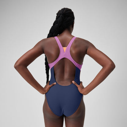 Speedo Colourblock Zip Swimsuit Blue
