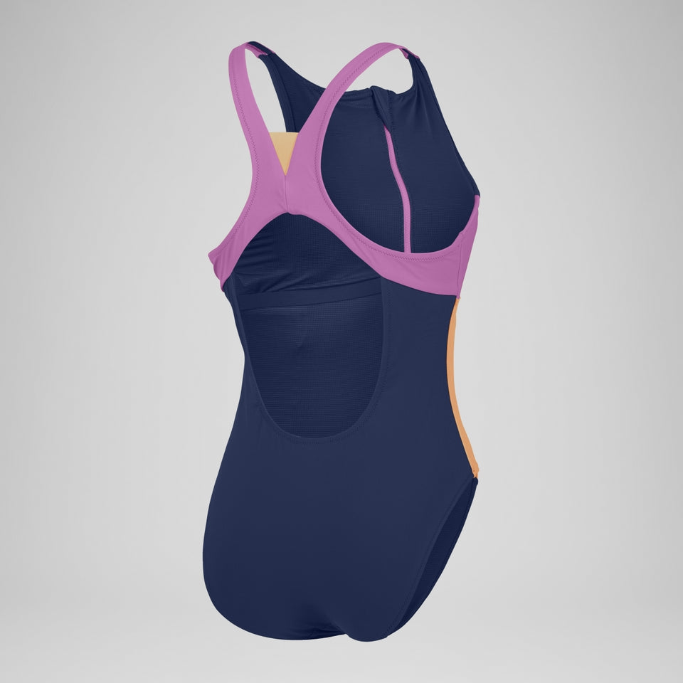 Speedo Colourblock Zip Swimsuit Blue