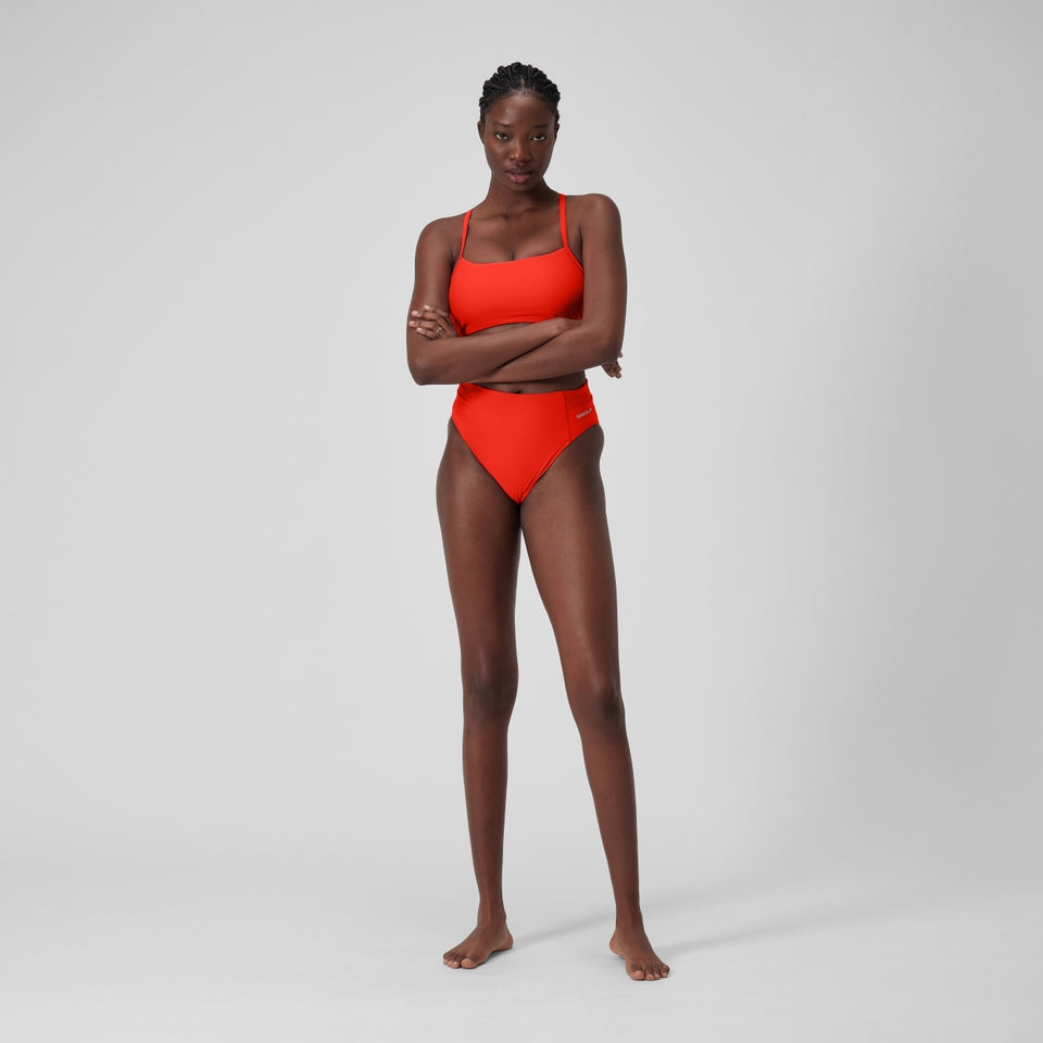 Speedo Solid Hi Waist Bottom Red