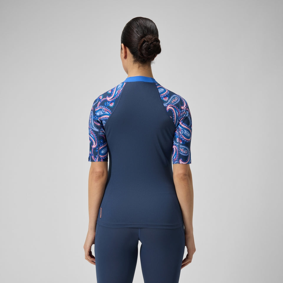 Speedo Printed Short Sleeve Rash Top Navy/Blue