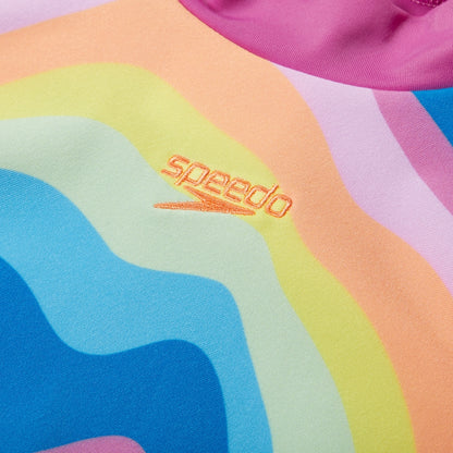 Speedo Girls' Printed Long Sleeve Rash Top Pink