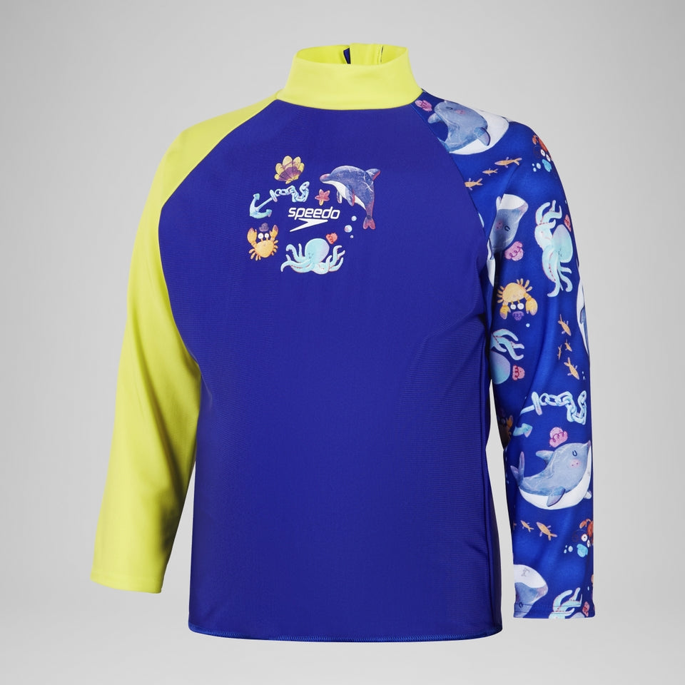 Speedo Boys' Digital Long Sleeve Rash Top Blue