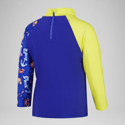Speedo Boys' Digital Long Sleeve Rash Top Blue